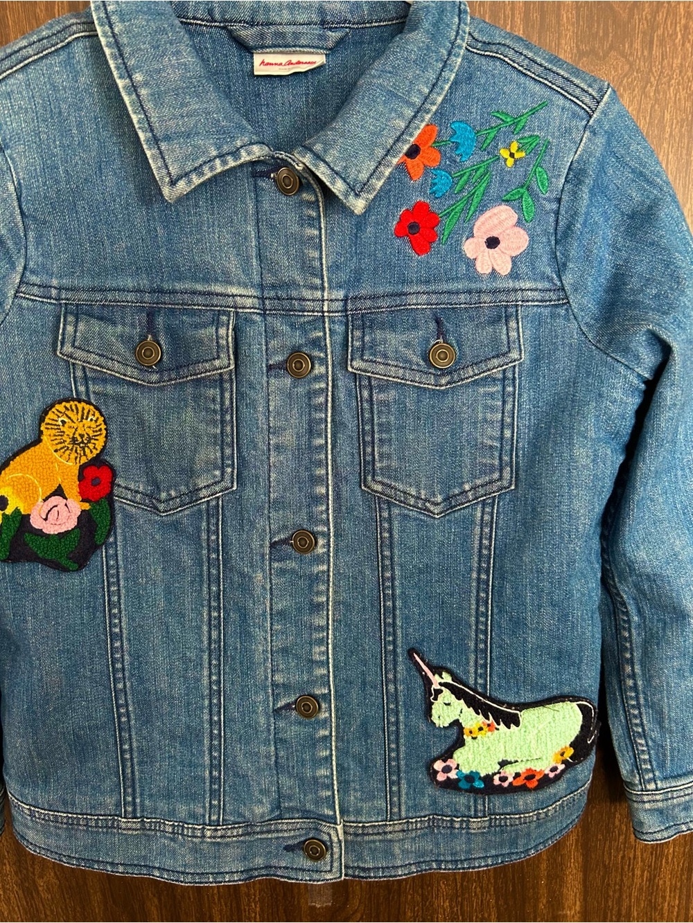 Hanna Andersson Blue Denim Sherpa Lined Novelty Applique Jean Jacket Sz 140 / 10 - Picture 2 of 10
